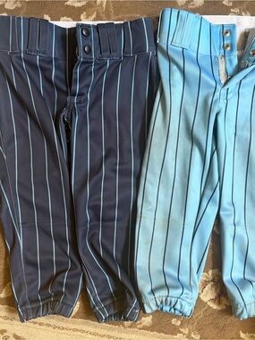Kids youth girls  Champro Pinstripe softball Pants - Navy and Light Blue